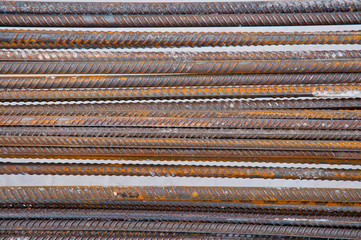 Brand new armature. Laid reinforcement. Preparation for pouring concrete. Close-up. 