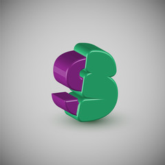 3D colorful character from a typeset, vector