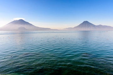 Atitlan, Toliman & San Pedro volcanoes, Lake Atitlan, Guatemala