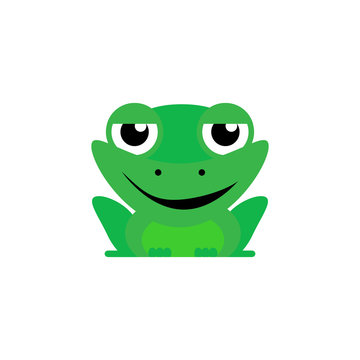 Beautiful silhouette design of a green frog on a white background