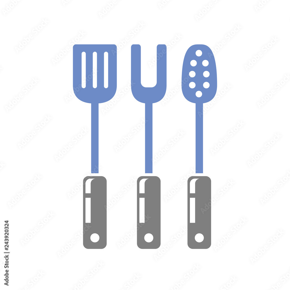 Poster kitchen fork spoon spatula icon on white background for graphic and web design, modern simple vector