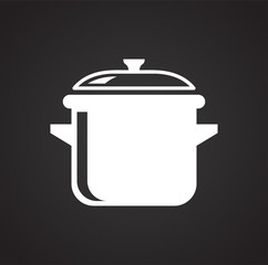 Saucepan icon on black background for graphic and web design, Modern simple vector sign. Internet concept. Trendy symbol for website design web button or mobile app