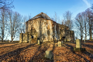 Church ruin in autumn