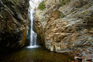 Fototapeta na wymiar Hiking trail Millomeris waterfall Cyprus