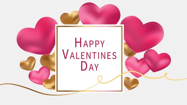 Happy Valentine`s Day animation greeting card. Valentine`s day card illustration. Gradient Heart design video. Save date holiday card. stock footage 