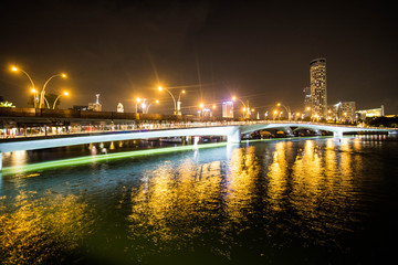 Fototapeta na wymiar Esplanade Bridge at night light