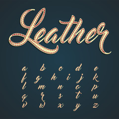 Leather font lowercase characters, vector