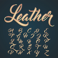 Leather font lowercase characters, vector