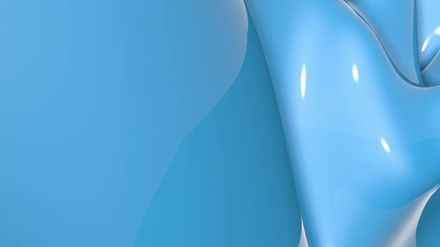 blue glossy deformable surface. Abstract animation. 3d render