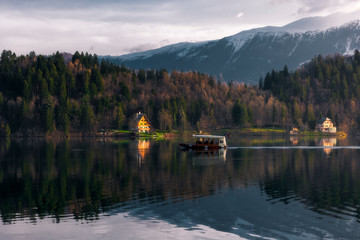 Boat on lake Bled in Slovenia
