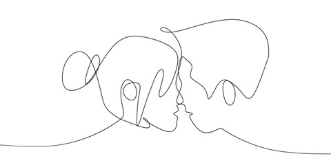 Romantic couple continuous line drawing vector illustration
