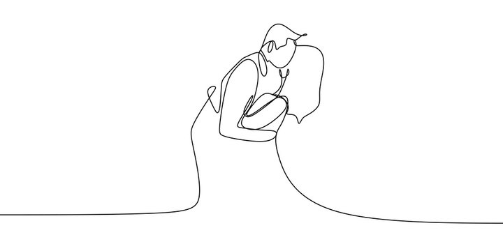 Valentine couple with kissing pose concept. One continuous line art drawing vector illustration minimalism style