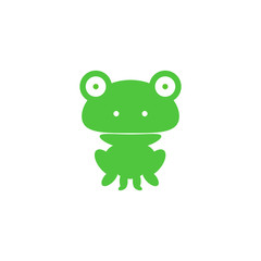 Beautiful silhouette design of a green frog on a white background