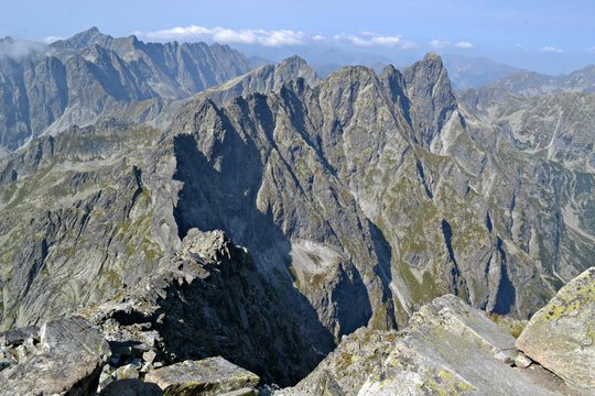 Widok z Rys&oacute;w, na Mięguszowieckie Szczyty, Tatry Poslkie