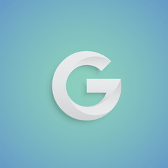 White paper character on blue background from a typeset, vector