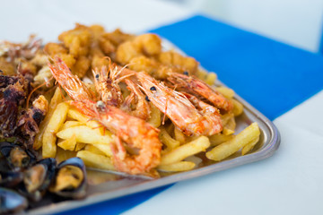 Crispy seafood platter Larnaca Cyprus
