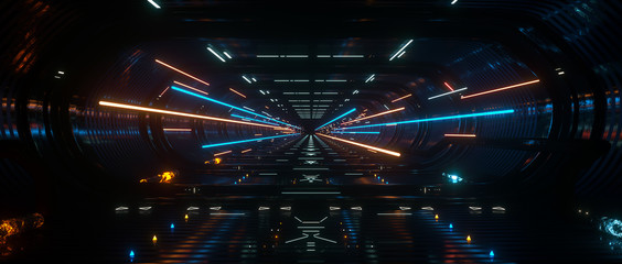 Dark Spaceship interior bridge corridor