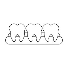 Teeth in gum cartoon black and white