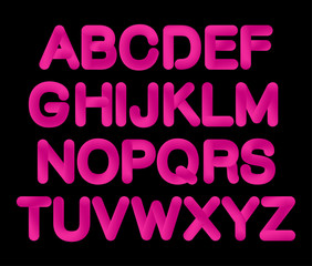Soft flexible tube neon 3D gradient Alphabet in trendy 2019 color Plastic Pink