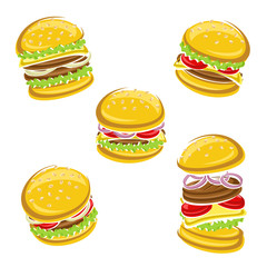 Hamburger set. Vector