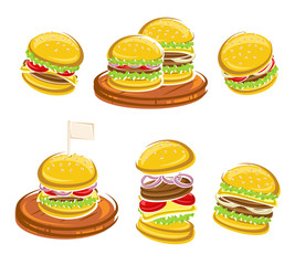 Hamburger set. Vector