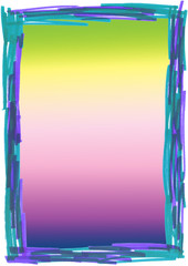 Bright rectangular backdrop gradient in highlighter felt tip pen frame on clean white background - 243926956