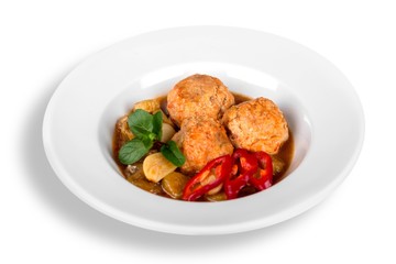 Ethnic food with hot peppers in it