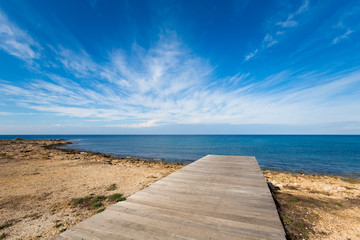 Fototapeta na wymiar Beautiful sandy beach Paphos Cyprus