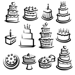 Cake set. Elements and icons collection. Vector