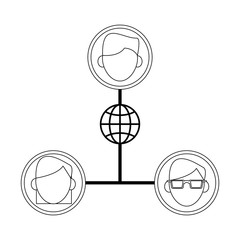 Social networking people faces black and white