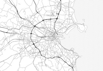 Fototapeta premium Mapa obszaru Dublina, Irlandia