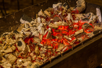 Festive street food laid out on the table to buy multi-colored and tasty appetizing
