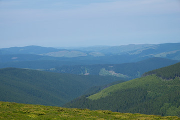 Fototapeta premium Summer panorama in Cindrel Mountains, Romania
