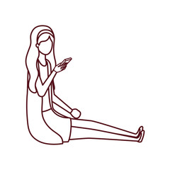 woman sitting with smartphone avatar character