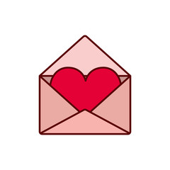 envelope of letter with heart isolated icon