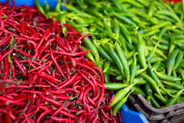 Fresh chillies on market Nicosia