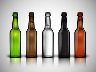 Different realistic bottle of beers, vector illustration