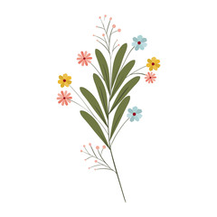 beautiful flower with leafs isolated icon