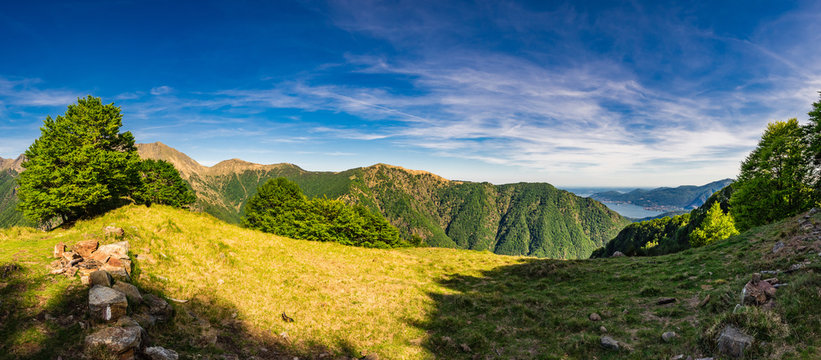 Panoramic view of Pian Cavallone and Pizzo Pernice in Val Grande National Park