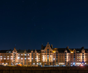 Fototapeta na wymiar Hamburg Speicherstadt under the stars at night
