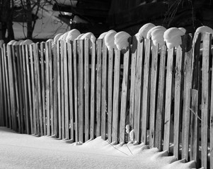 Winter fence, lot of snow