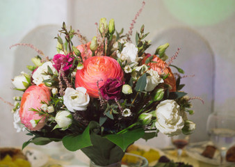 bouquet, flowers, colorful, table, wedding, holiday, decor
