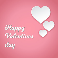 Fototapeta na wymiar Happy Valentines day. Romantic postcard with paper hearts