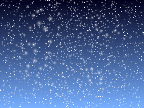 Falling snow background. Holiday landscape with snowfall. Vector illustration. Winter snowing sky. Eps 10. © KrikHill