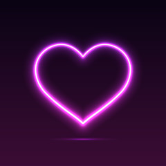 Neon heart. Bright neon light. Empty template. Valentines Day. Womens Day. Vector eps10