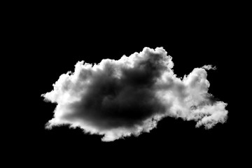 Cloud isolated on black background, Black sky and single white cloud