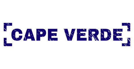 CAPE VERDE caption seal imprint with corroded texture. Text caption is placed inside corners. Blue vector rubber print of CAPE VERDE with grunge texture.