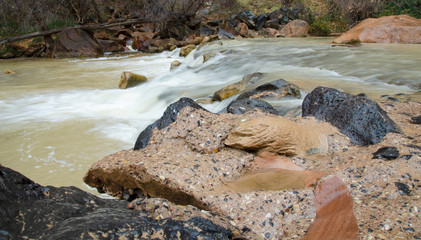 Beautiful Flowing River with Rocks 