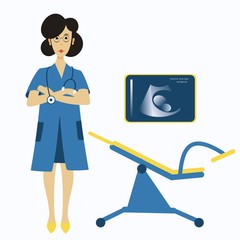 obstetrician, ultrasound and gynecological chair