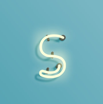 Realistic neon character from a fontset, vector
